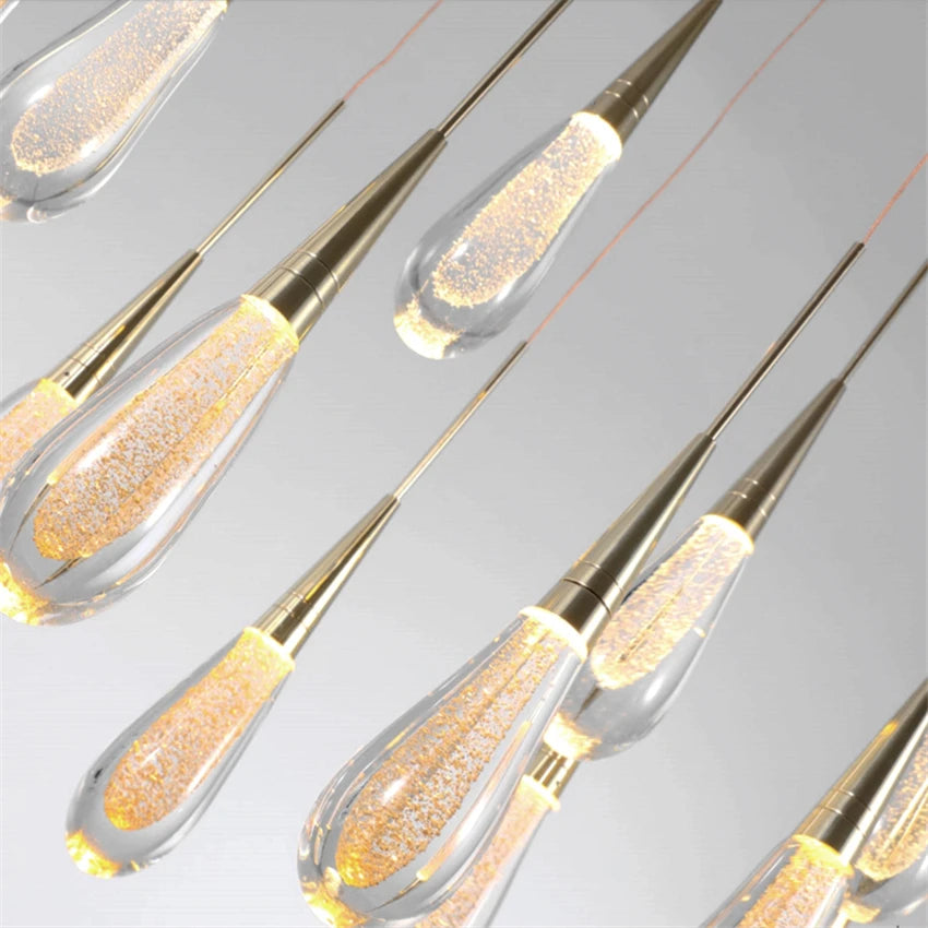 Suspension LED goutte en verre bullé, 3 W, câble de 150 cm