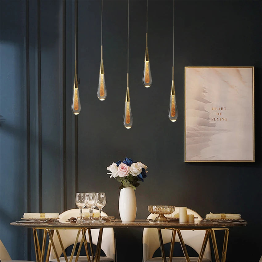Suspension LED goutte en verre bullé, 3 W, câble de 150 cm