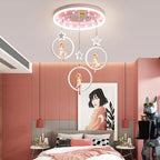 Lustre LED de chambre de fille, figurines sur balançoires et étoiles