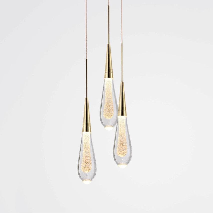 Suspension LED goutte en verre bullé, 3 W, câble de 150 cm