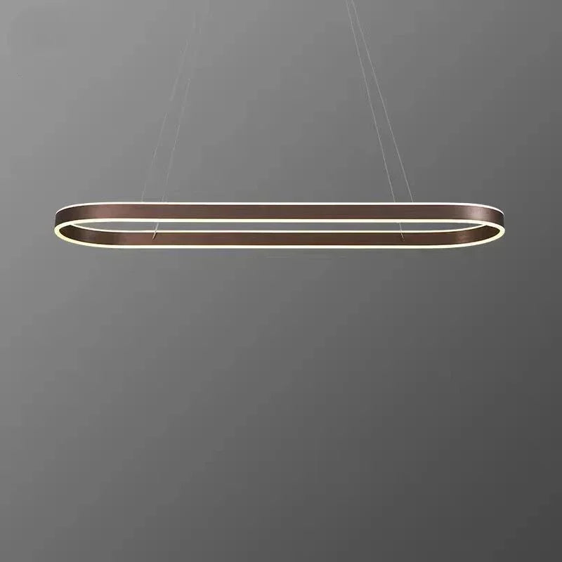 Suspension LED anneau ovale 80 à 120 cm, noir, blanc, doré ou marron