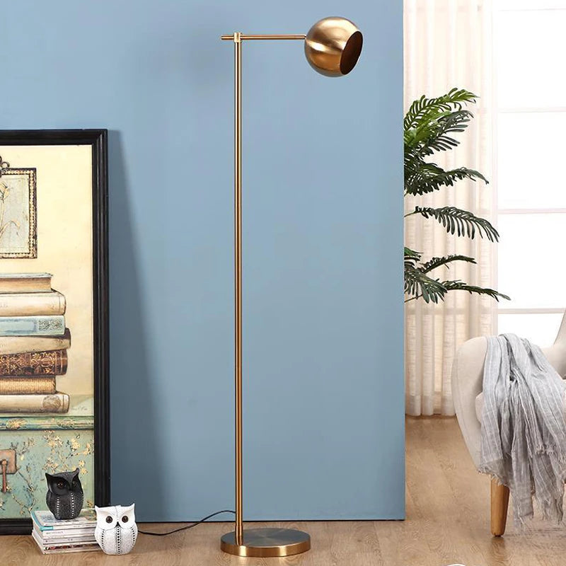 Lampadaire de lecture à globe cuivré ou noir, tige fine, 160 cm