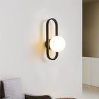 Applique murale anneau ovale et globe en verre, noir ou doré