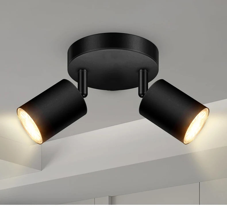 Deux spots GU10 orientables sur socle rond