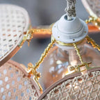Suspension fleur en cannage de rotin à cinq pétales, Ø 30 à 60 cm