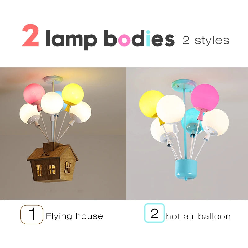 Lustre ballons et maison volante pour chambre d'enfant, 6 ou 8 feux