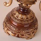 Lampe de table vintage en résine à anses dorées, abat-jour festonné