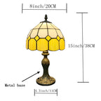 Lampe de chevet en vitrail à carreaux, bandeau orange, vert ou jaune