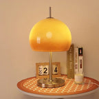Lampadaire champignon à dôme en verre orange, aussi en lampe à poser