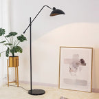Lampadaire liseuse à dôme orientable et socle en marbre, doré ou noir