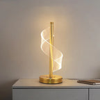 Lampe de table LED spirale en acrylique sur tige dorée, 34 cm