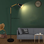 Lampadaire articulé noir ou blanc à bras en bois, tête orientable