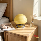 Lampe champignon en verre coloré sur socle chromé, câble USB