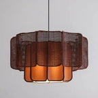 Suspension octogonale en cannage de rotin et tissu, Ø 40 ou 50 cm