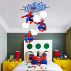 Lustre chambre d'enfant toile d'araignée et super-héros, LED