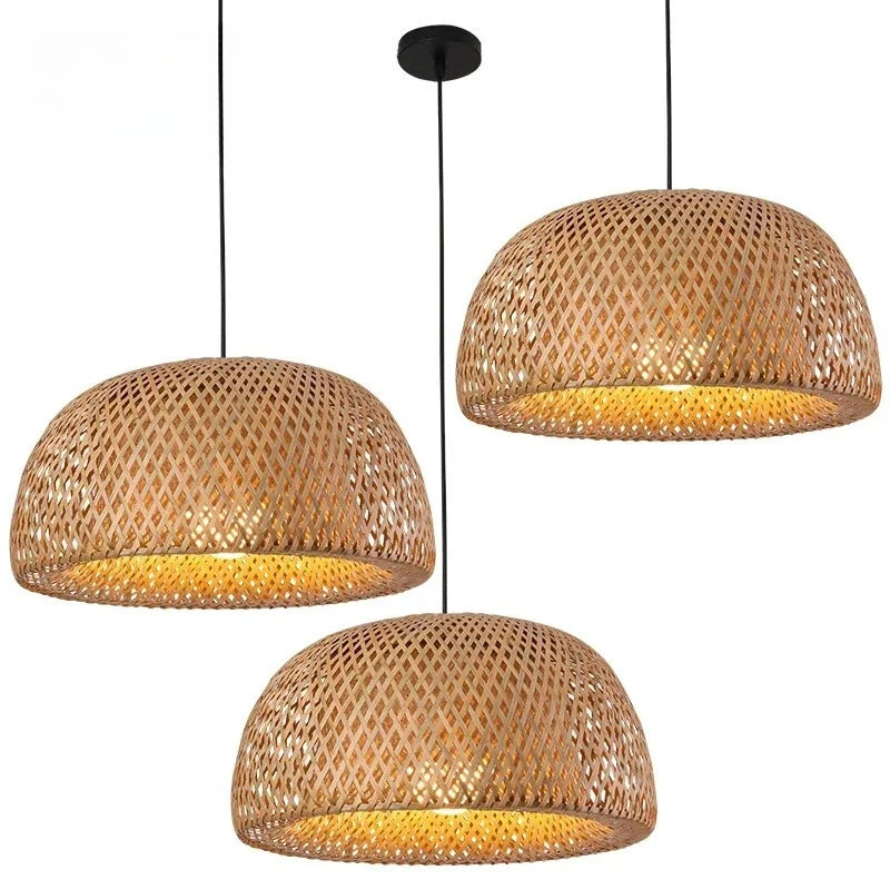 Suspension dôme en bambou tressé, Ø 30 à 58 cm, douille E27