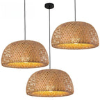 Suspension dôme en bambou tressé, Ø 30 à 58 cm, douille E27