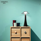 Lampe de table sans fil en sablier, abat-jour acrylique transparent