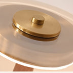 Lampe champignon en bois et verre ambré, LED trois teintes