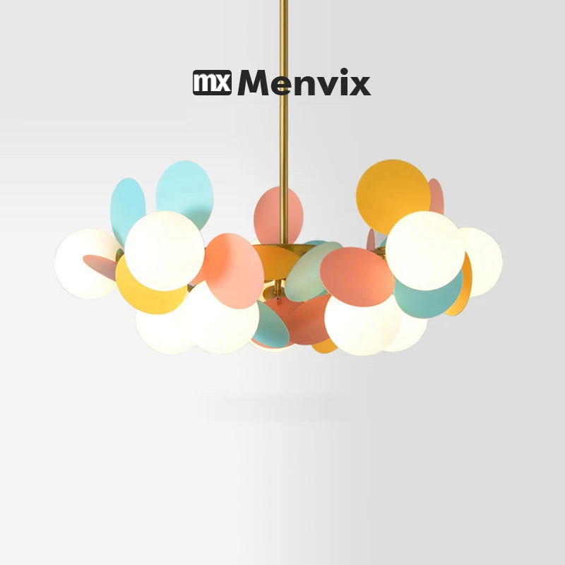 Lustre à pétales multicolores, gris ou blancs