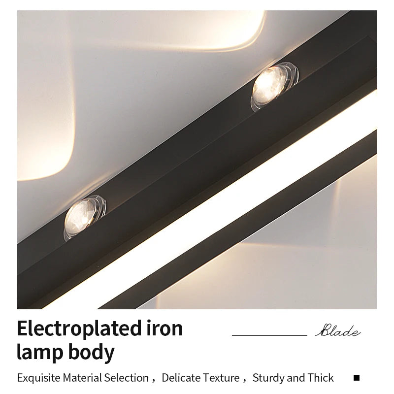 Plafonnier LED linéaire noir, barre de 50 ou 100 cm, trois teintes