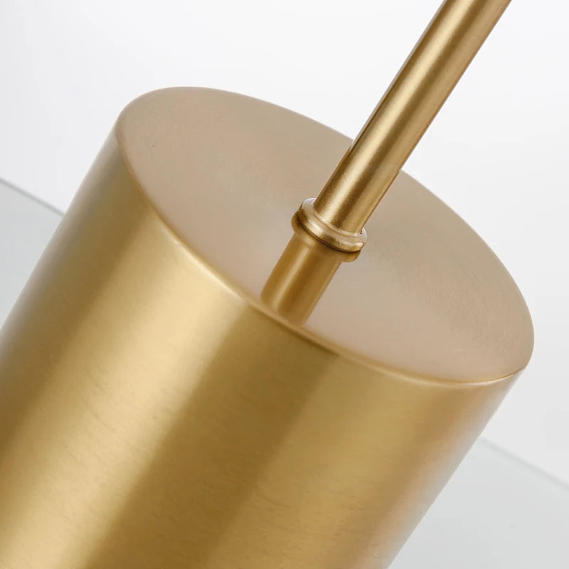 Lampe de bureau LED à barre lumineuse en bois et métal doré