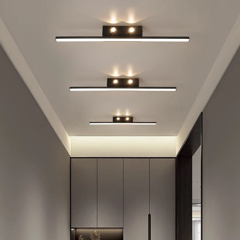 Plafonnier LED linéaire noir, barre de 50 ou 100 cm, trois teintes