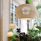 Suspension citrouille en rotin marron ou blanc, Ø 40 ou 60 cm