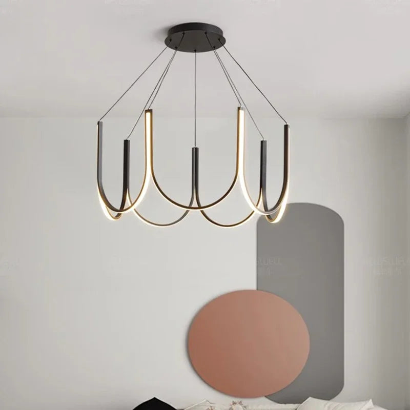 Lustre LED à arcs en U suspendus, 6 ou 7 arcs, Ø 65 ou 80 cm