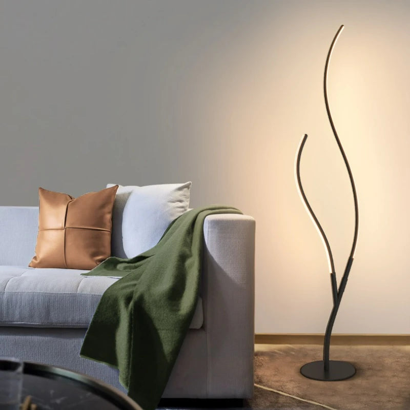 Lampadaire LED en forme de branche, noir ou blanc, 145 cm
