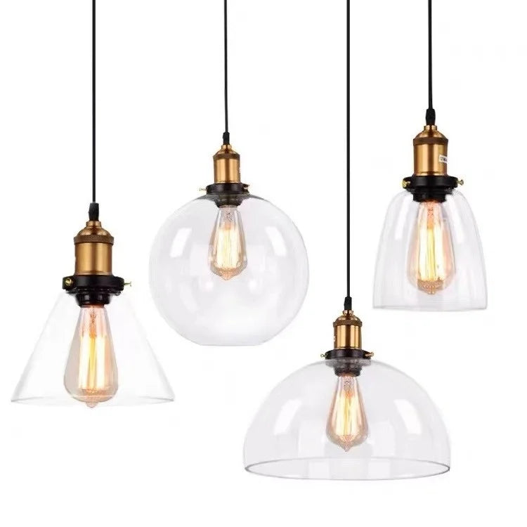 Suspension en verre teinté, cloche, cône, globe ou dôme au choix