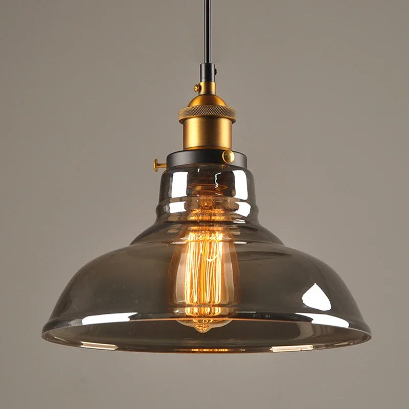 Suspension en verre teinté, cloche, cône, globe ou dôme au choix