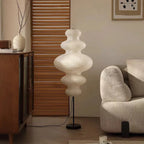 Lampadaire en papier de riz aux courbes empilées, 116 cm, douille E27