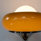 Lampe œuf au plat en verre orange ou ambré, à poser ou lampadaire