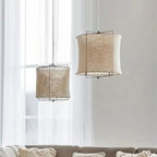 Suspension en toile tonneau ou tambour, Ø 30 à 50 cm, beige ou blanc