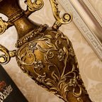 Lampe de chevet vintage en résine dorée, abat-jour brocart à perles