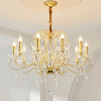 Lustre en cristal à bougies, blanc ou doré, de 6 à 12 lumières E14