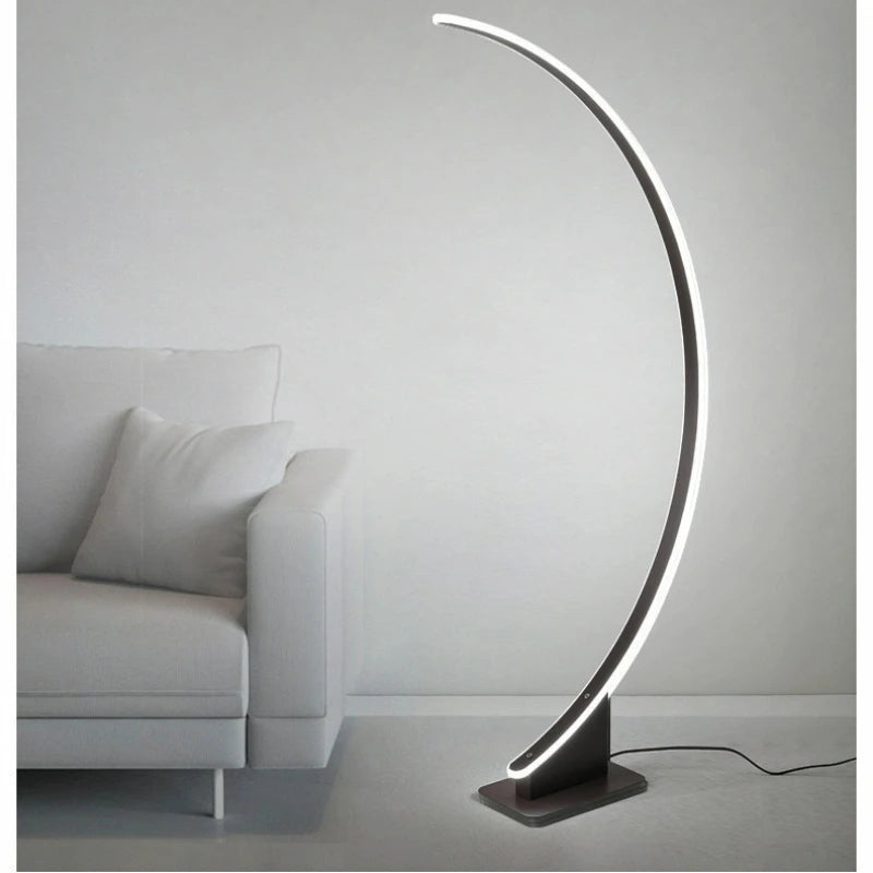 Lampadaire arc LED en croissant de lune, cadre blanc ou café