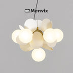 Lustre à pétales colorés et globes opalins, de 8 à 15 lumières