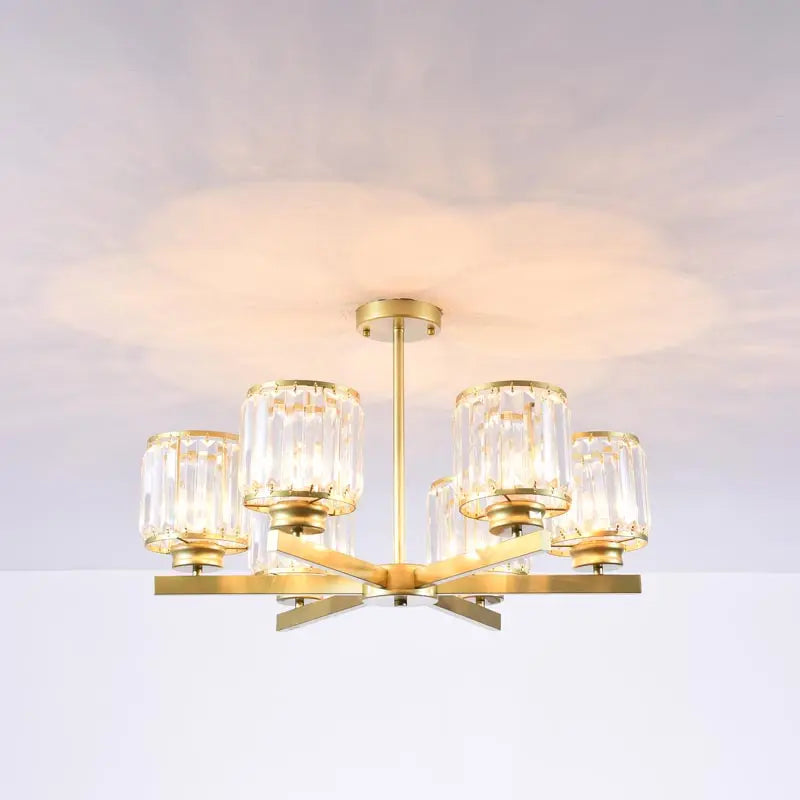 Lustre noir à 3 bras et abat-jour en verre facetté, Ø 57 cm