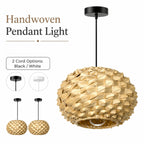 Suspension boule en bambou tressé à écailles, Ø 30 cm, câble 150 cm