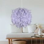 Lustre boule en plumes Ø 35 cm, blanc, rose ou lilas, douille E27