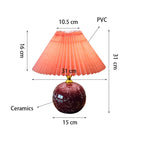 Lampe de chevet en céramique vert profond, abat-jour plissé
