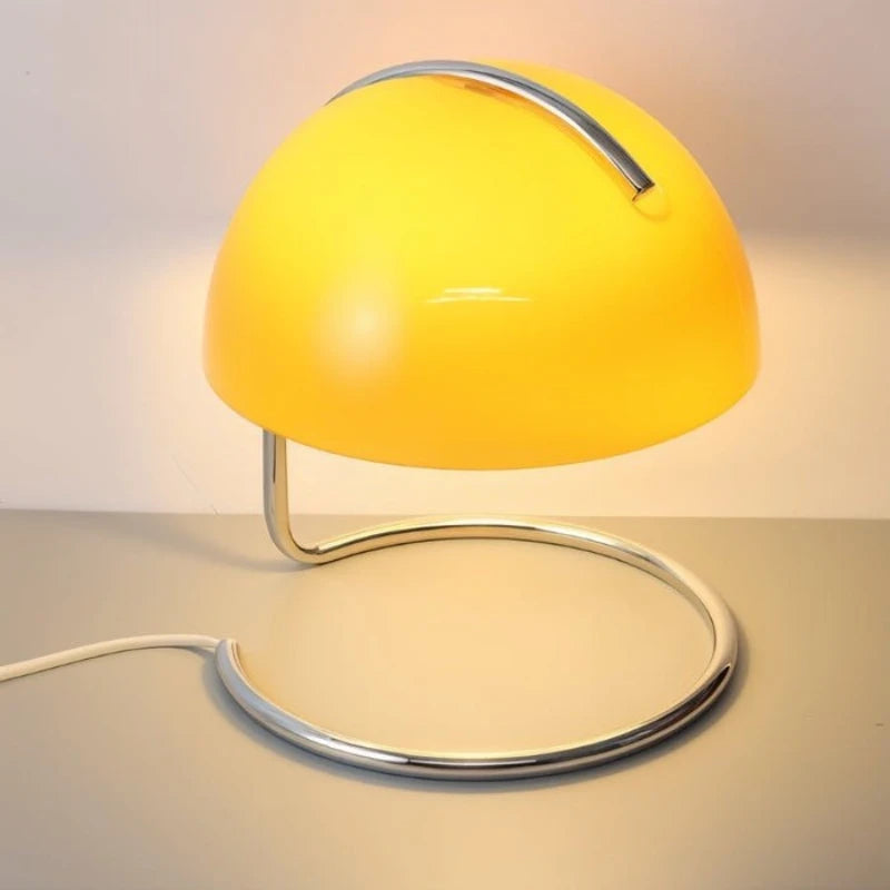 Lampe champignon à dôme en verre sur boucle chromée, 28 cm