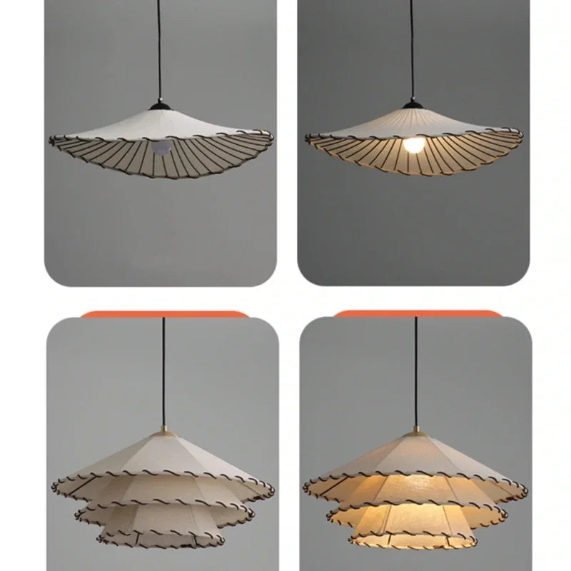 Suspension en toile plissée, disque ou trois étages, Ø 40 à 60 cm