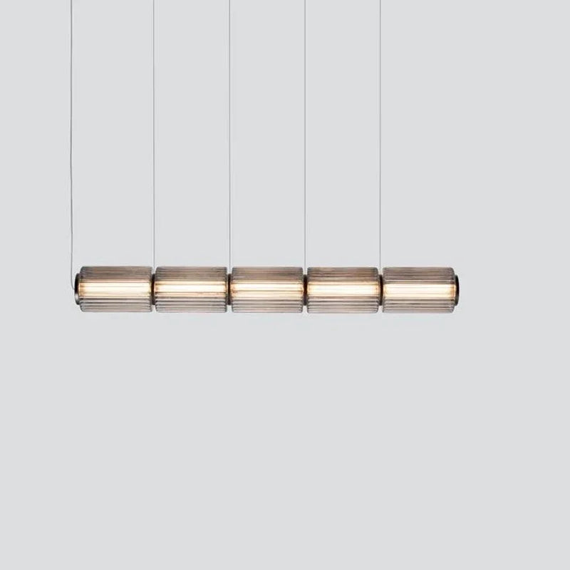 Suspension LED modulaire en verre strié fumé ou blanc, 32 à 190 cm