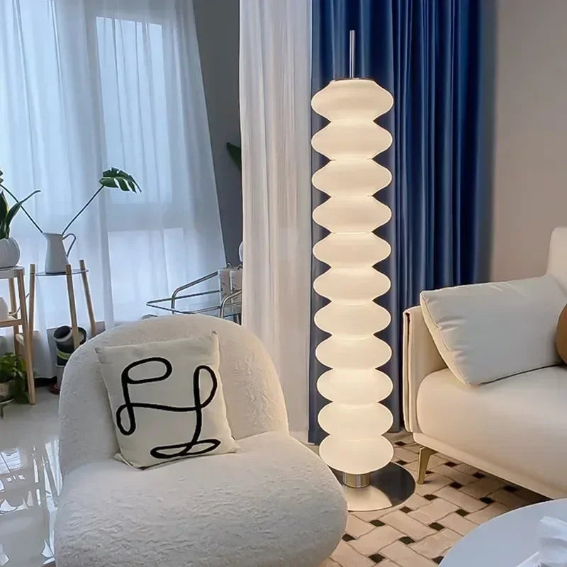 Lampadaire colonne blanc ondulé en acrylique, LED, 154 cm