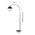 Lampadaire arc à dôme métal, hauteur réglable de 145 à 180 cm