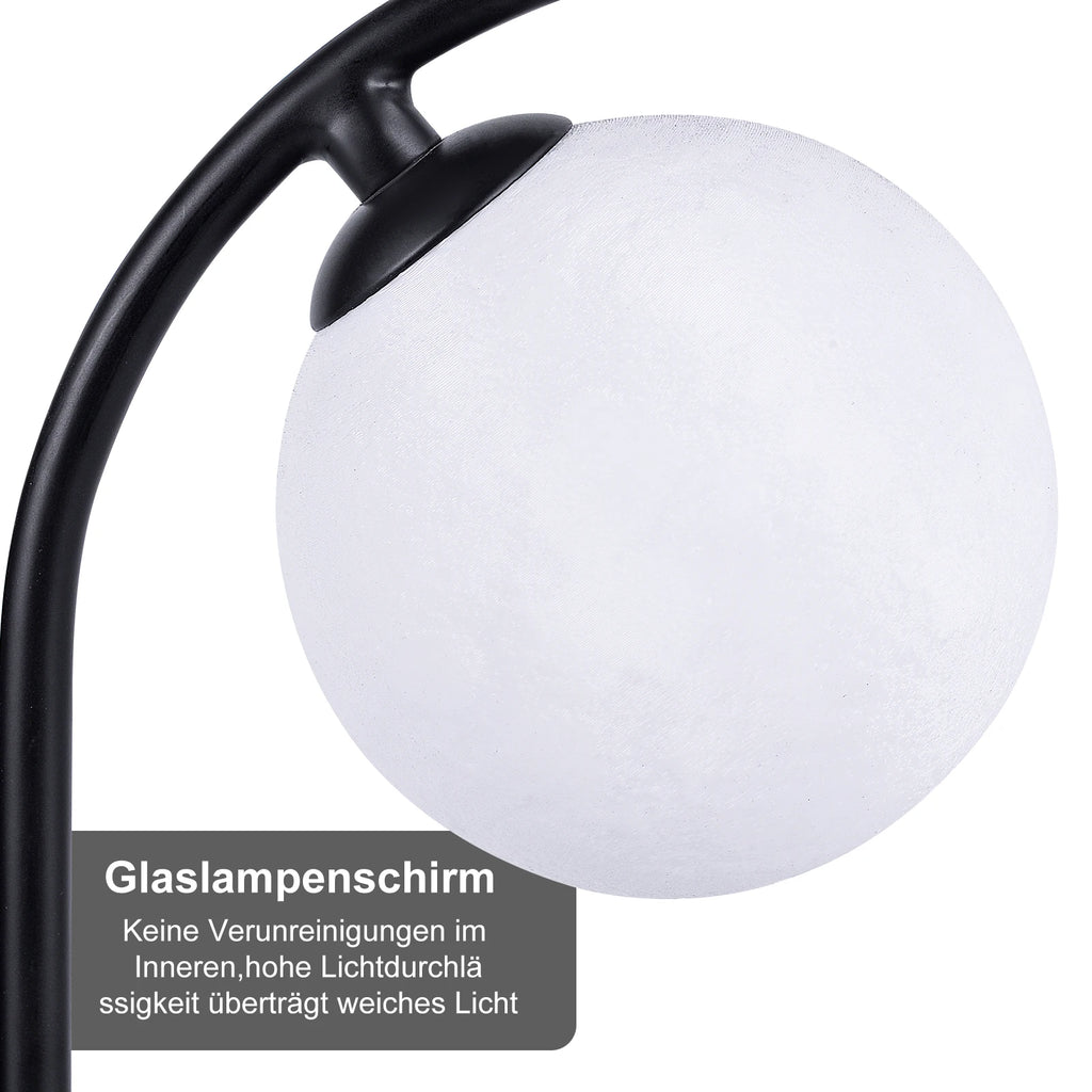 Lampadaire noir à deux globes en verre opalin, 160 cm, LED G9