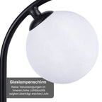 Lampadaire noir à deux globes en verre opalin, 160 cm, LED G9